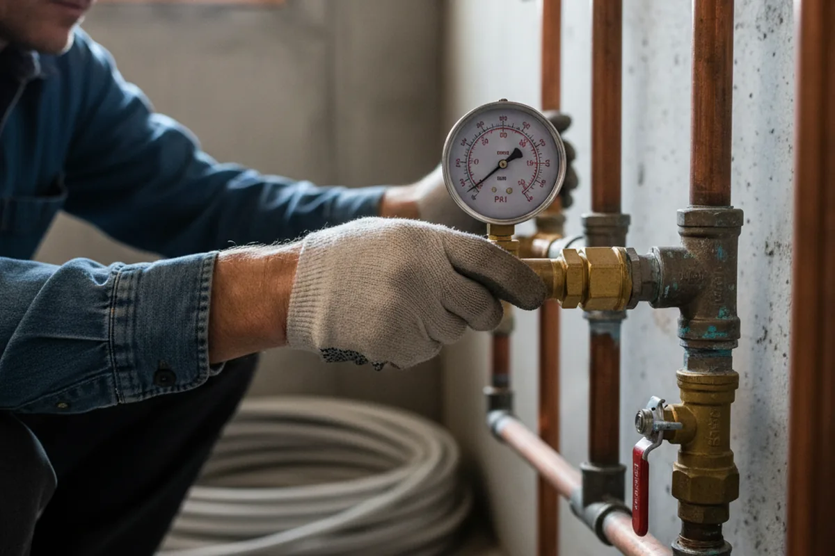 Pressure testing a repaired line during Water Line Repair in Harriman